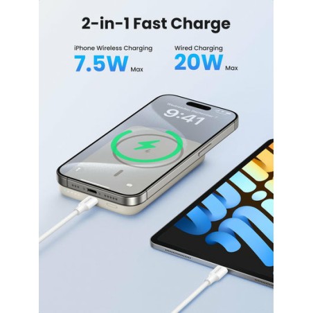 Ugreen Trådløs power bank 10000mAh 20Watt 1xUSB-C Hvid